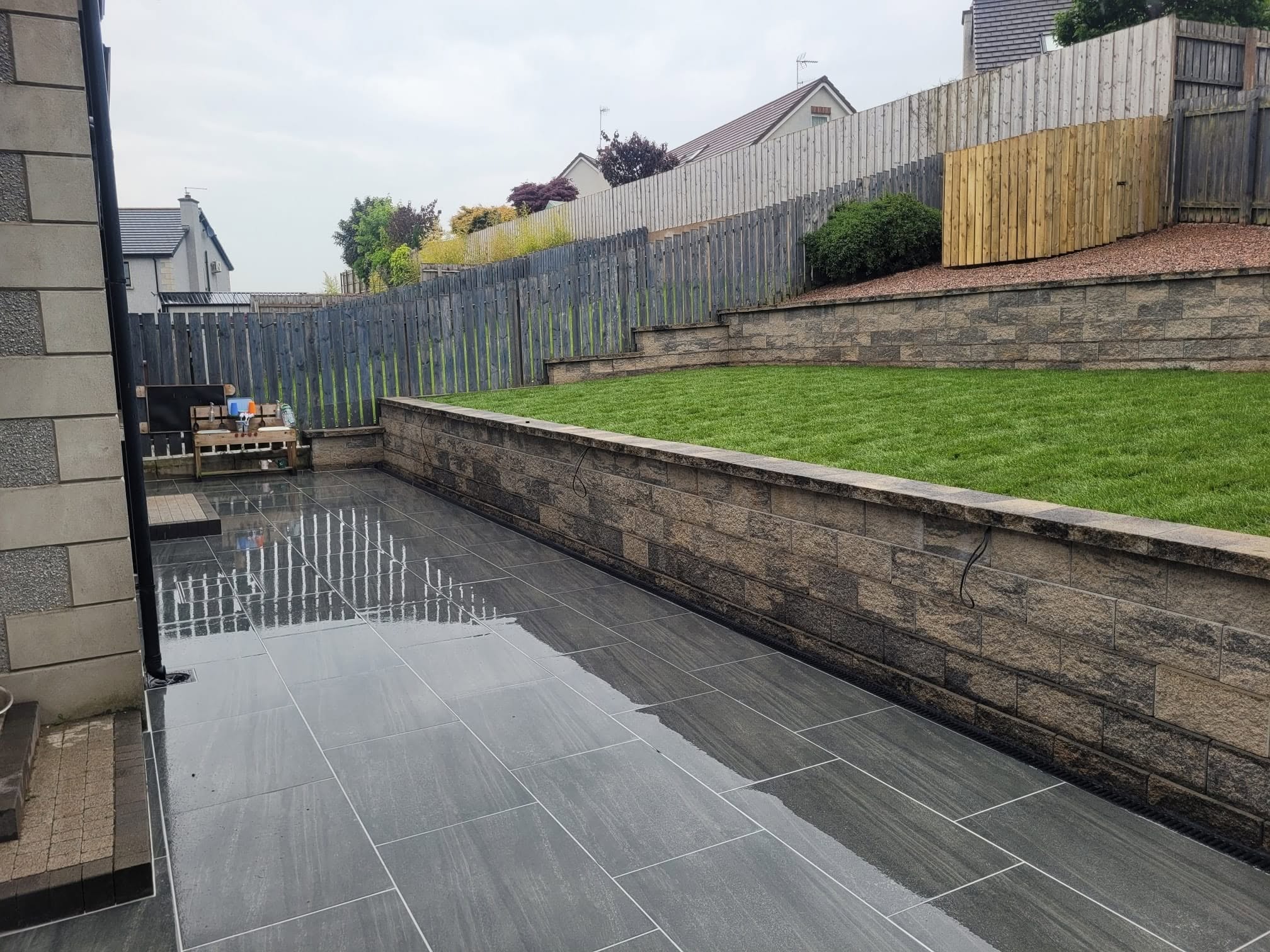 3 tier back garden with retaining walls